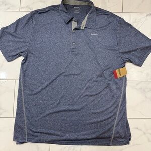 NWT Reebok Men’s Polo Shirt Size XL Performance Blue‎ Heather Moisture-Wicking